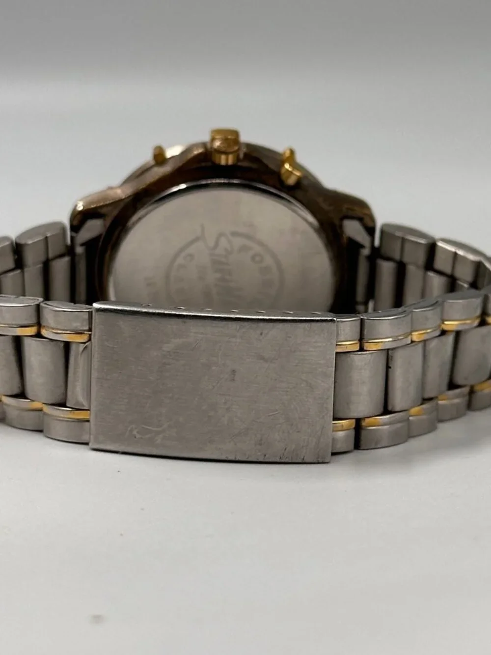 Vintage Fossil Star Master Watch Two Tone Stainless Steel New Battery 7.5